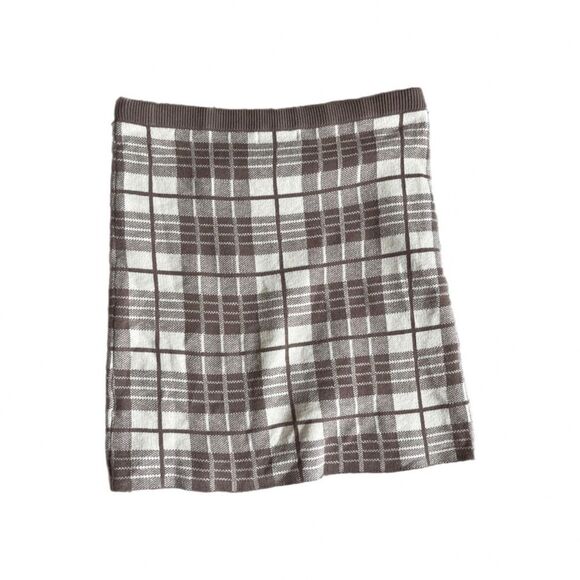 C’isa lizard thicket plaid knit skirt TAN WHITE PLAID NWT LARGE - Picture 3 of 7